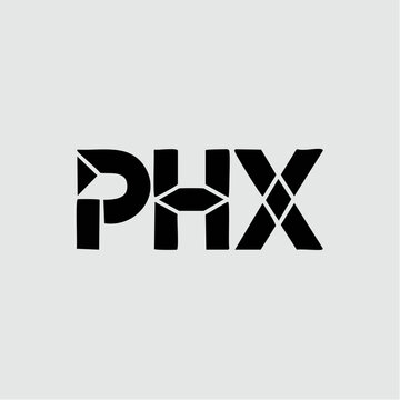 PHX logo design with geometric pattern black typography