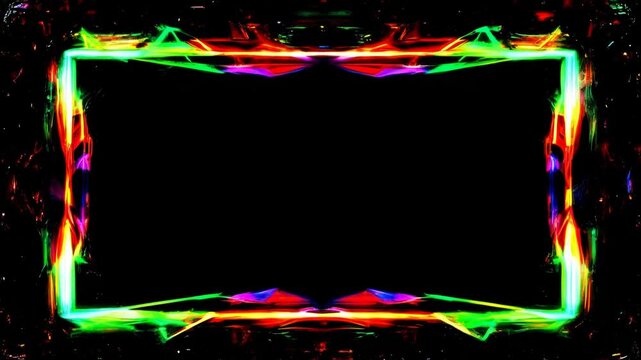 Luminous Rectangular Portal with Swirling Neon Light Effects and Dark Cosmic Background