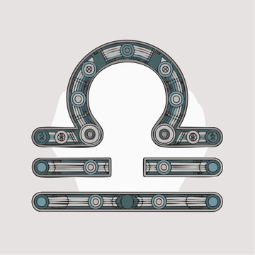 Mechanical omega symbol illustration with metallic components