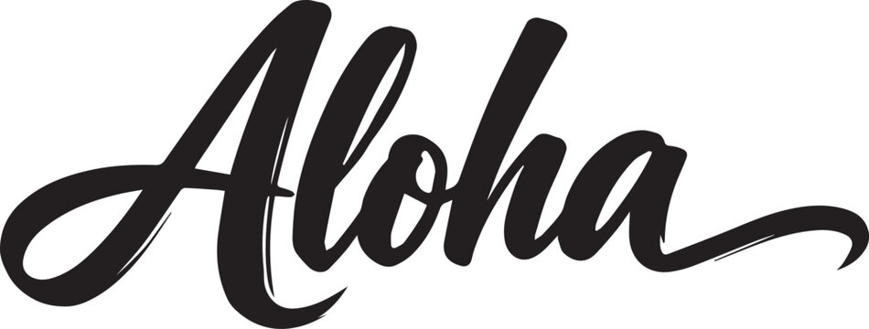 Handwritten Aloha text a warm greeting in a stylish brush script perfect for Hawaiian themes and tropical designs