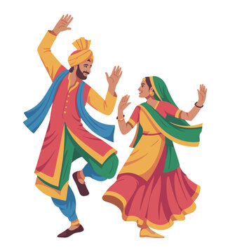 Happy Baisakhi Punjabi Traditional Dance Celebration Illustration, Baisakhi, Vaisakhi Festival, Harvest Festival Punjab