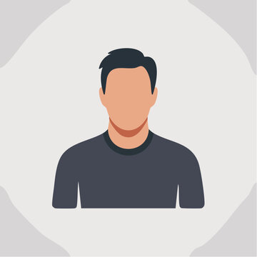 Simple modern faceless man avatar illustration in gray