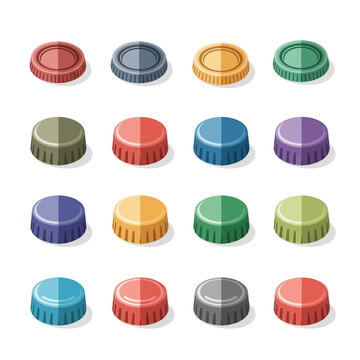 Collection of colorful bottle caps.