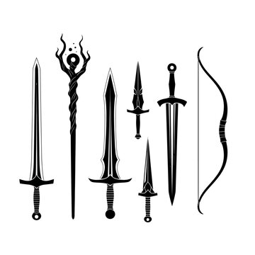 Collection of medieval fantasy weapons.
