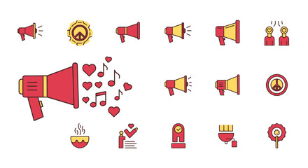 Fototapeta premium Communication Icons Set Illustration Megaphone Speaker Announcement Graphic Design Vector Symbols Marketing Promotion Business Concepts