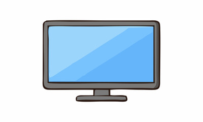 Fototapeta premium line art color of monitor cartoon illustration