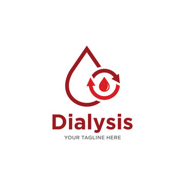 Dialysis Logo Blood Drop and Circular Arrows Symbolizing Kidney Treatment.