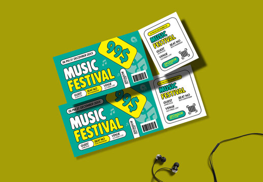 Music Festival Ticket Design Template