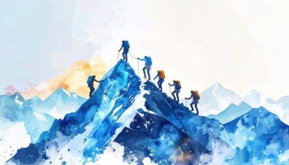 Mountain climbing adventure two climbers ascend peak climbers conquer majestic mountain reaching new heights