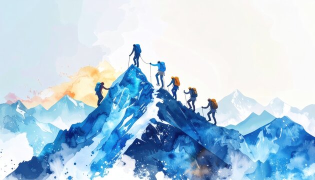 Mountain climbing adventure two climbers ascend peak climbers conquer majestic mountain reaching new heights