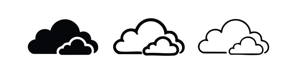 Fototapeta premium Cloud icon set. Weather, sky, and cloud computing symbols in various styles.