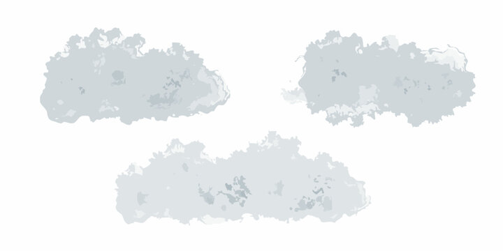 Abstract gray cloud shapes isolated on a white background