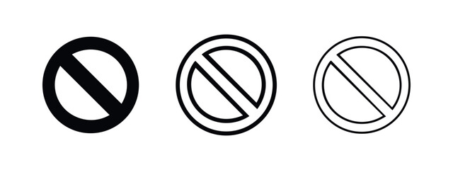 Fototapeta premium Prohibition Sign Icon Set. Vector collection of universal restriction symbols for restricted areas or forbidden actions.