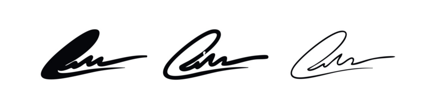 Abstract Signature Icons Set. Vector collection of handwritten calligraphy and personal autograph symbols.