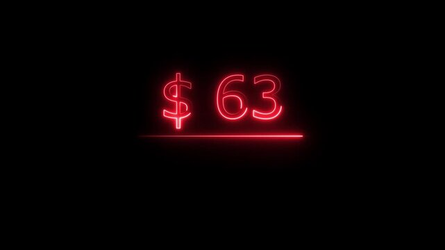63 Dollar icon Finance and Currency Concept text 4k video, on black background.