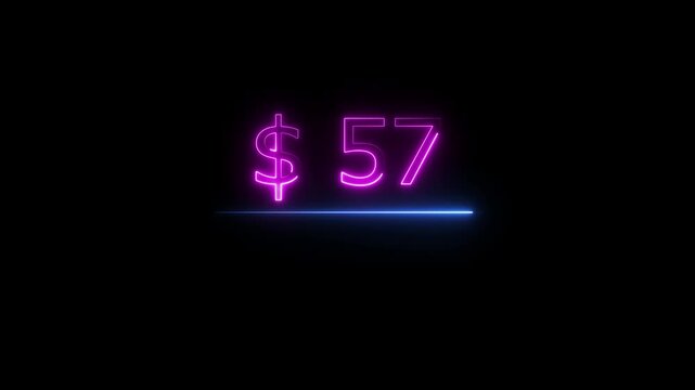 57 Dollar icon Finance and Currency Concept text 4k video, on black background.