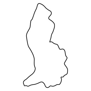 Liechtenstein White Map with Black Outline