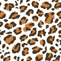 Fototapeta premium An abstract seamless pattern featuring wild animal print textures in brown and white on transparent background