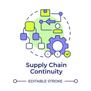 Supply chain continuity multi color concept icon. Maintain flow. Key component of business continuity plan. Round shape line illustration. Abstract idea. Graphic design. Easy to use in booklet