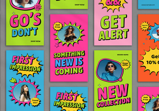 Colorful Fashion Promo Social Media Story Set