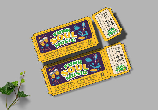 Retro Music Event Ticket Design