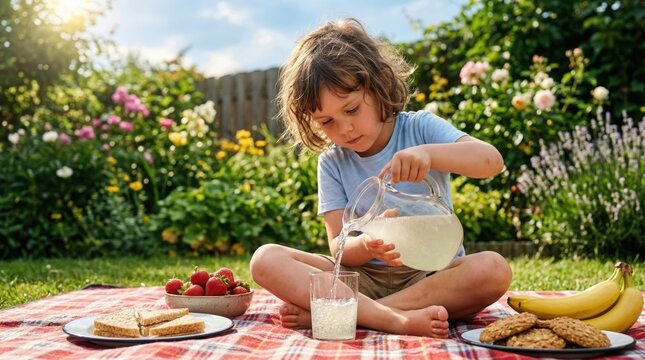 Child Pouring Lemonade
