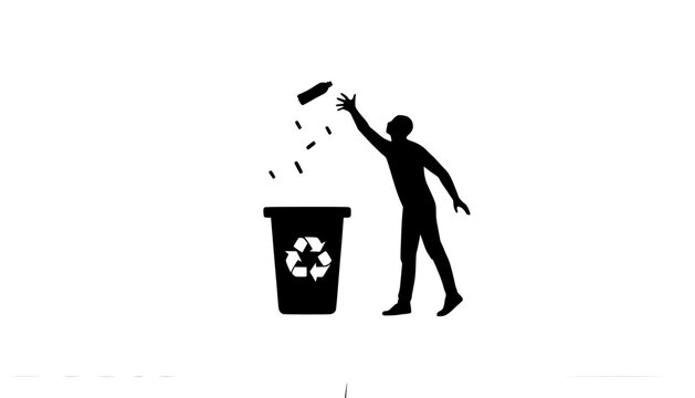 man with trash can