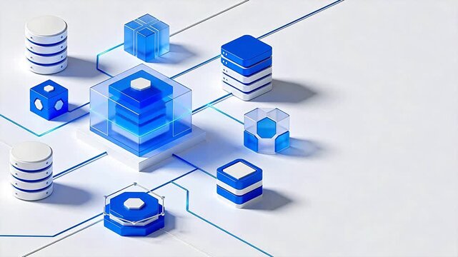 Blue data cubes and server stacks