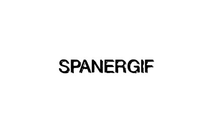 Fototapeta premium SPANERGIF lettering with rough textured font and bold black strokes on a white background, perfect for branding.