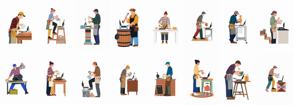 Artisan Workshop: A composite scene depicts various artisans diligently crafting in their workshops, demonstrating the skill and precision inherent in their craft.