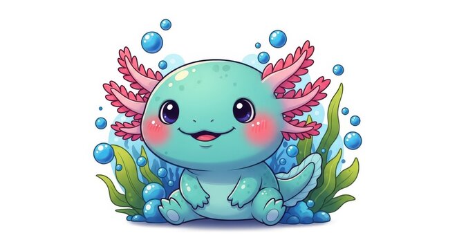 Cute cartoon axolotl adorable amphibian illustration for axolotl lovers pet enthusiasts