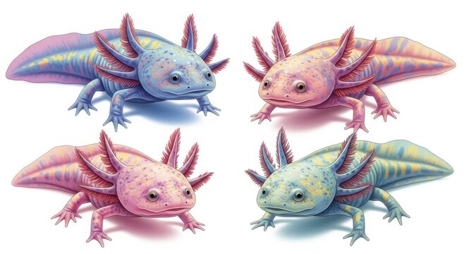 Colorful axolotl collection vibrant rainbow and pastel axolotl salamanders a unique pet guide