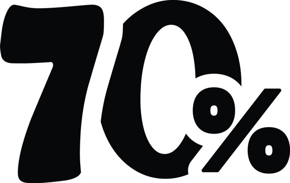 A striking 70 percent graphic in bold black, conveying concepts of significant discount, achievement, progress, or a substantial proportion, ideal for sales, reports, and promotions