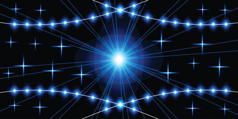 Obraz premium Intense blue starburst a cosmic display of light and energy radiating from a central point
