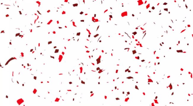 Confetti: Colorful Celebration Falling On White Elegant Red Rectangular Particles Flying in Sphere Motion - Professional Stock Footage for Website Backgrounds, Presentation Slides, and Creative 4k