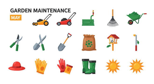 Garden maintenance tools and equipment.