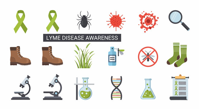 Lyme disease awareness icons and symbols.
