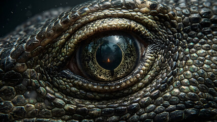 Naklejka premium Close-up of a Gila Monster’s Scaly Eye with Intricate Patterns