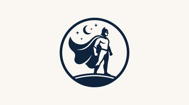 Superhero Silhouette in Circle Logo