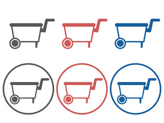 一輪車のアイコン3色セット（ネコ車・手押し車・ガーデニング・園芸・シンプルイラスト素材） © atumeru