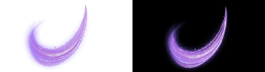 PNG image of Modern vibrant abstract glowing purple light streak with sparkling particles, ideal for elegant design elements on transparent background. on transparent background © zakir