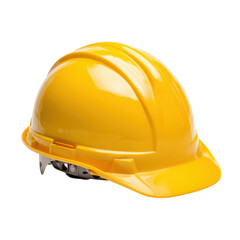 Fototapeta premium A bright yellow hard hat on a black background