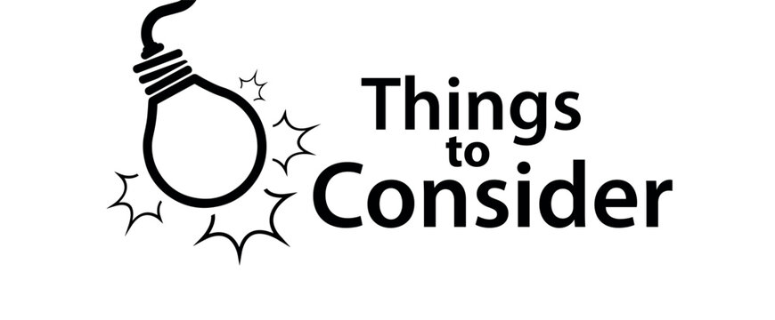 things to consider text on white background