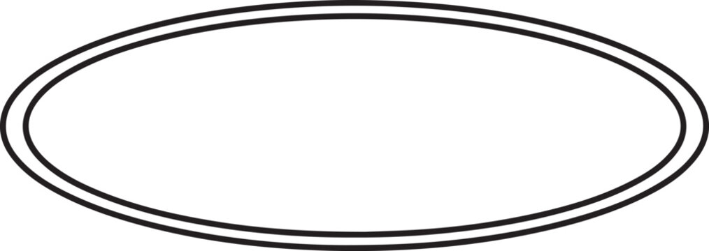 Simple black continuous double outline oval shape on white background double line continuous line