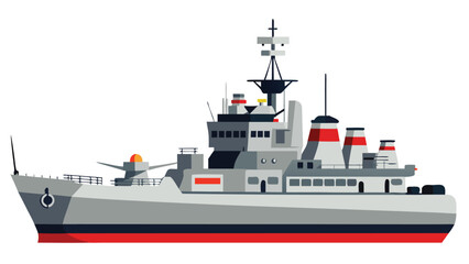Naklejka premium Military ship sailing in open water during daytime with clear sky and calm sea