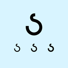 Obraz premium Letter S, digital alphabet cyber font, including set of three different letters, semi bold, bold, black, vector illustration 10EPS