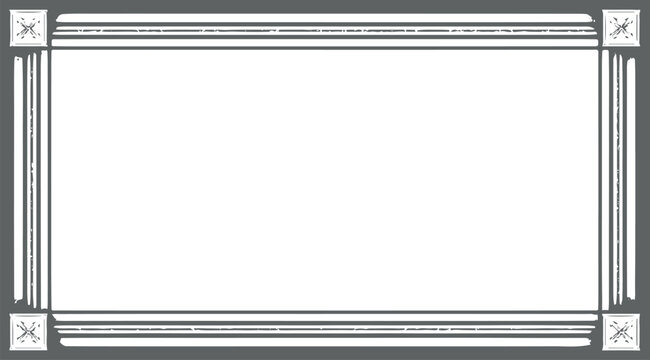 Rectangular frame with decorative corners and parallel lines on dark gray background