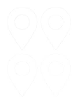 Iconos de ubicaci&oacute;n minimalistas, conjunto de 4 pines de mapa lineales, marcadores de posici&oacute;n blancos para dise&ntilde;o de interfaz y navegaci&oacute;n