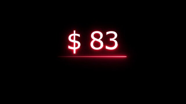 83 Dollar icon Finance and Currency Concept text 4k video, on black background.