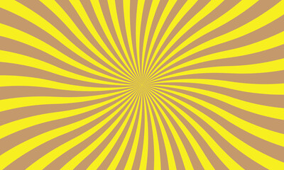 Obraz premium Yellow and brown curved stripes radiating from a central point creating a sunburst effect abstract background